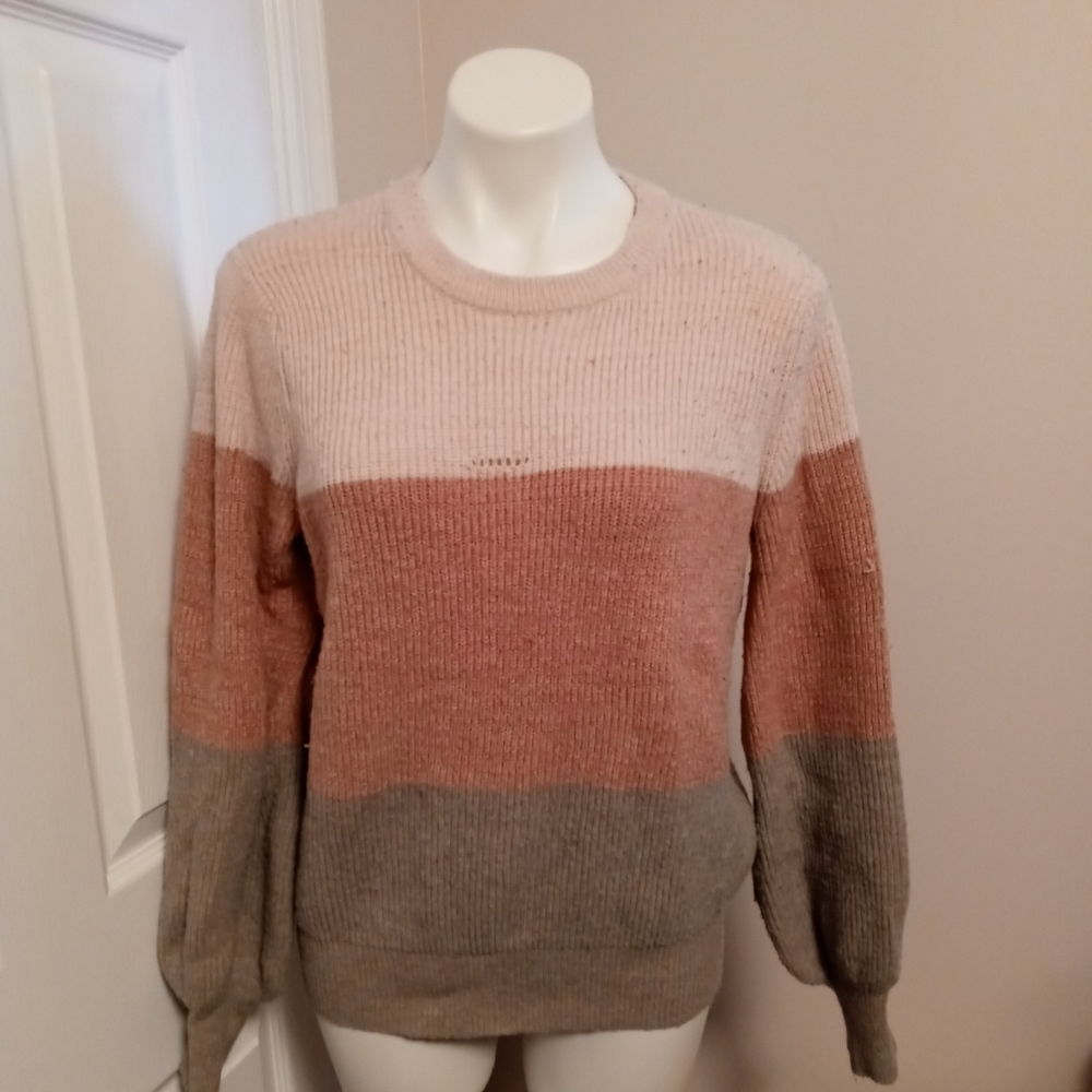 SO juniors pink/brown colorblock sweater